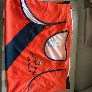 Central Park Track Club Orange & Navy Running Singlet